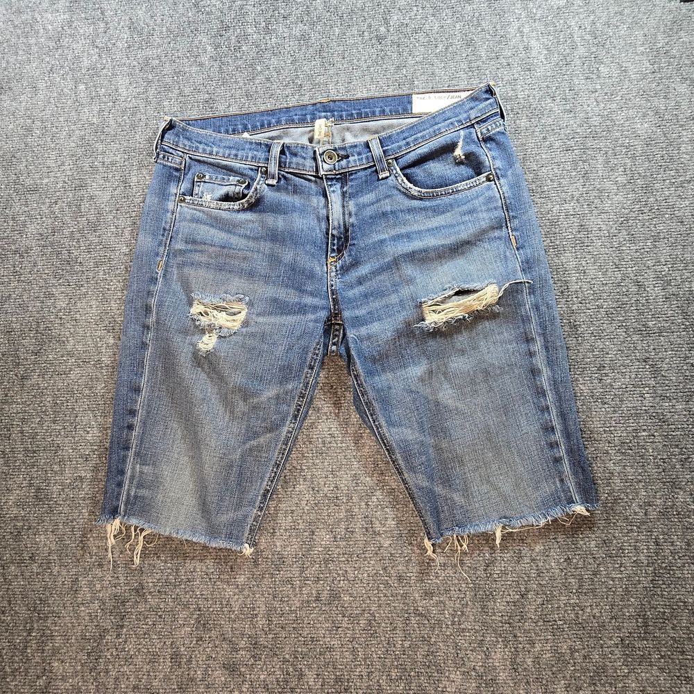rag & bone The Dre Distressed Denim Shorts Womens 28 Blue